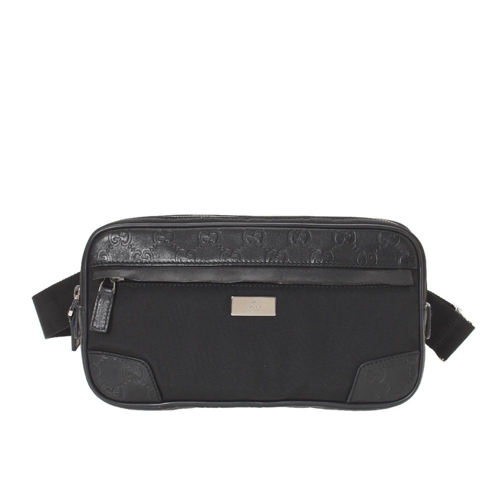 Gucci Guccissima black leather and nylon belt bag